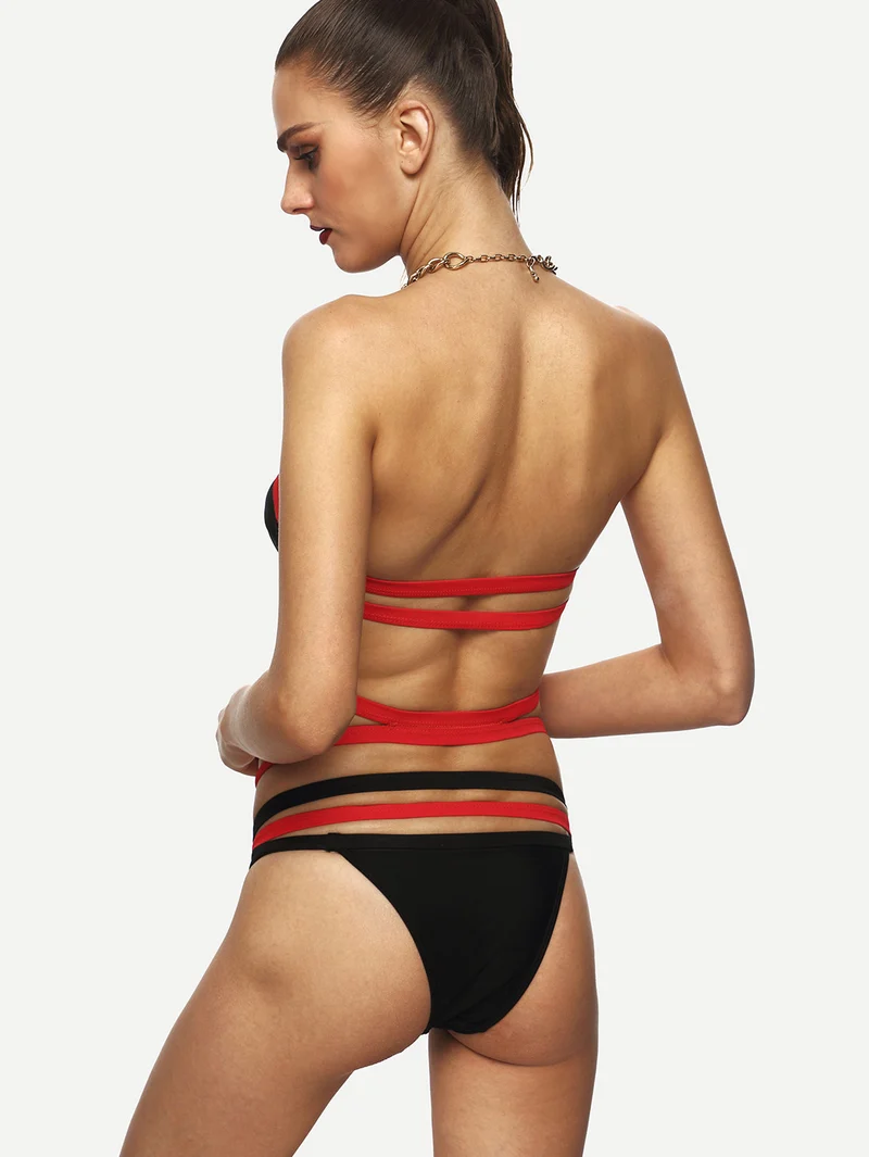 Contrast Strappy Underwire Bandeau Monokini