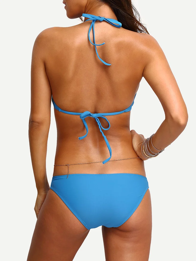 Halter Macrame Neck Bikini Set