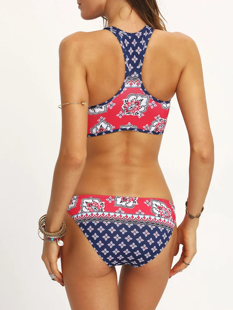 Tribal Print Racerback Bikini Set