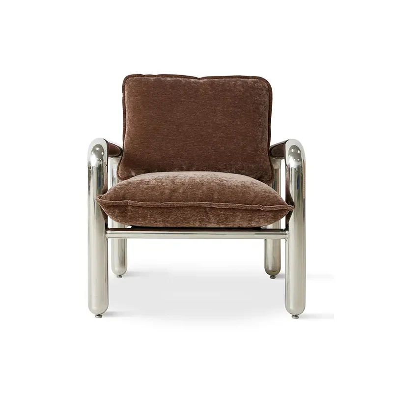 Chrome Lounge Sessel Samt Braun – HKliving
