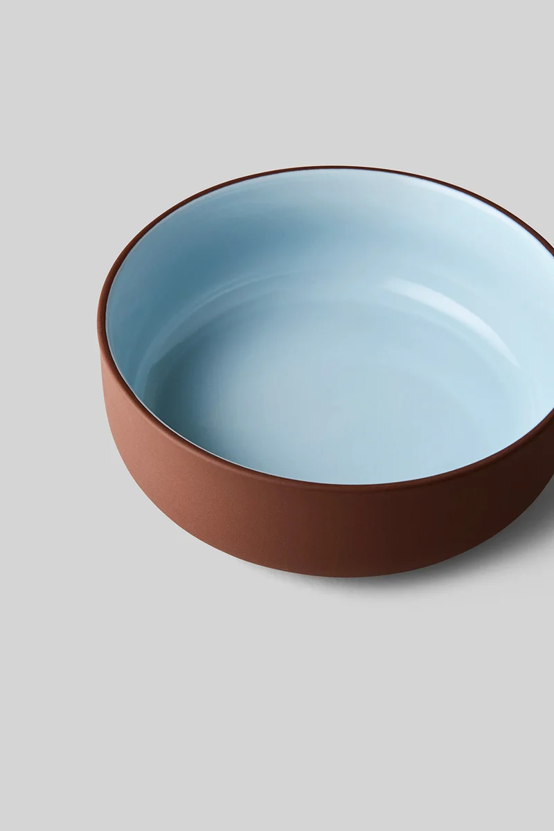 CLAYWARE, BRUNCH BOWL, 2 PCS, TERRACOTTA/BLUE