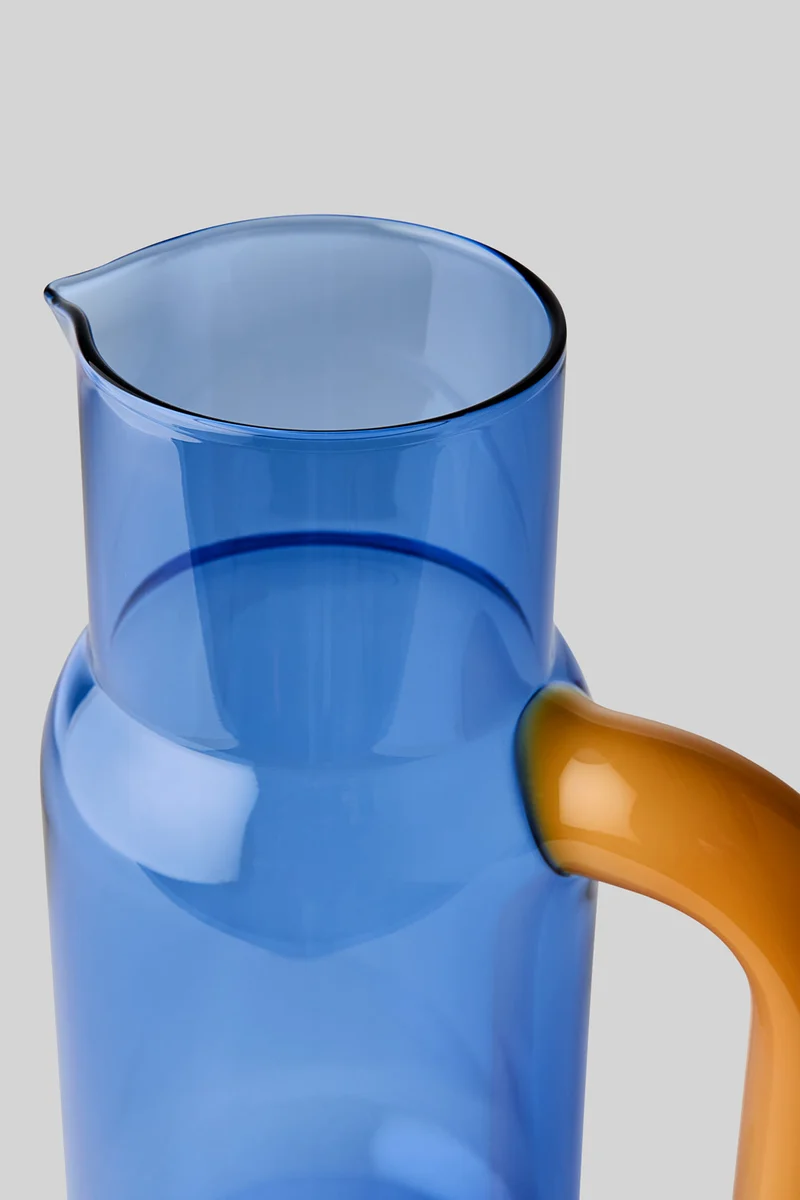 PITCHER, BLUE/MILKY AMBER