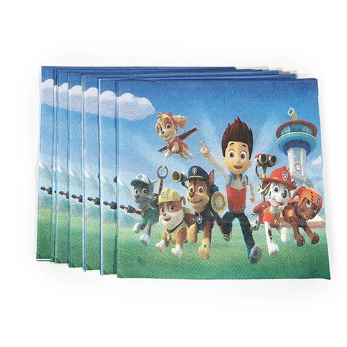 Wholesale Pawed Patrolling Baby happy Birthday Party Decoration Paper Napkins Plates Cups theme party supplies for kids