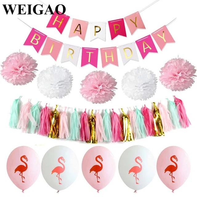 WEIGAO Flamingo Theme Birthday Party Decoration Supplies Pineapple Coconut Tableware Disposable Straw Plate Cup Holder Tableware