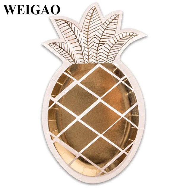 WEIGAO Flamingo Theme Birthday Party Decoration Supplies Pineapple Coconut Tableware Disposable Straw Plate Cup Holder Tableware
