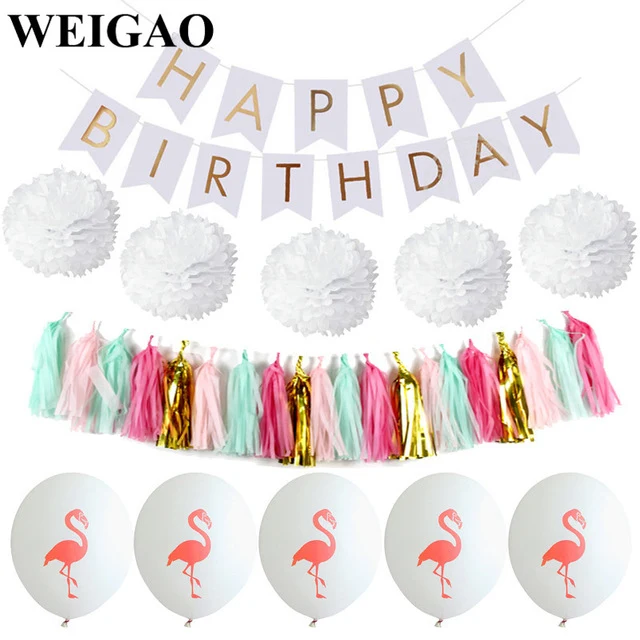 WEIGAO Flamingo Theme Birthday Party Decoration Supplies Pineapple Coconut Tableware Disposable Straw Plate Cup Holder Tableware