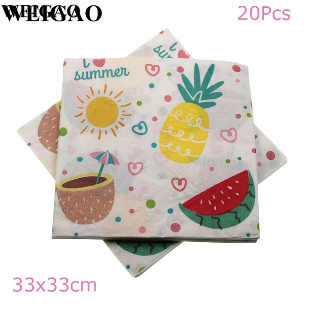 WEIGAO Flamingo Theme Birthday Party Decoration Supplies Pineapple Coconut Tableware Disposable Straw Plate Cup Holder Tableware