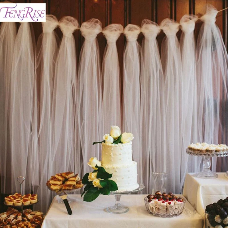 FENGRISE 100 Yards Tulle Wedding Backdrop Wedding Decoration 15cm Tulle Roll Outdoor Ceremony Photography Birthday Party Decor