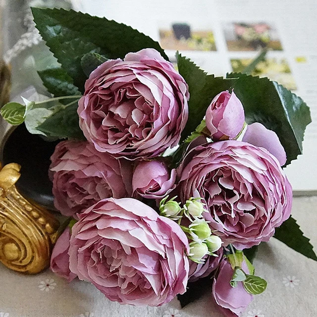 2018 Beautiful Rose Peony Artificial Silk Flowers small bouquet flores home party spring wedding decoration mariage fake Flower