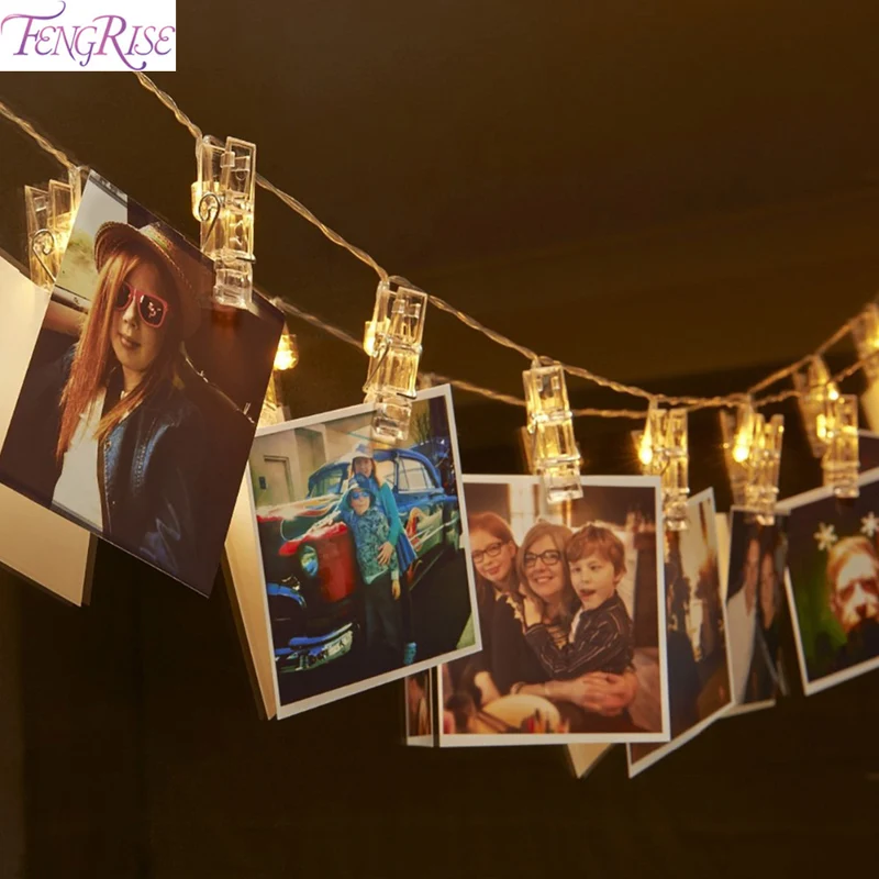 FENGRISE 1.2M 10pcs Led Photo Clip Lights Wedding Decoration Happy Birthday Party Decorations Festive Event Party Decor Supplies