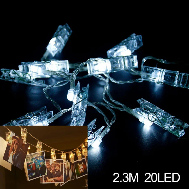 FENGRISE 1.2M 10pcs Led Photo Clip Lights Wedding Decoration Happy Birthday Party Decorations Festive Event Party Decor Supplies