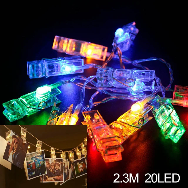 FENGRISE 1.2M 10pcs Led Photo Clip Lights Wedding Decoration Happy Birthday Party Decorations Festive Event Party Decor Supplies