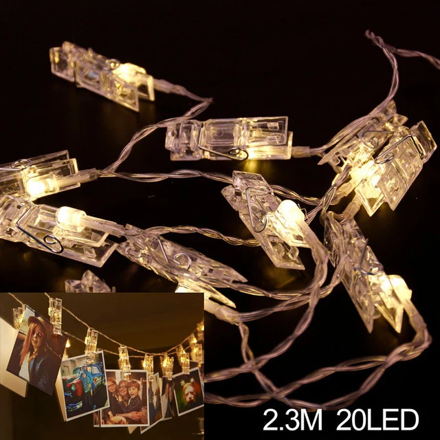 FENGRISE 1.2M 10pcs Led Photo Clip Lights Wedding Decoration Happy Birthday Party Decorations Festive Event Party Decor Supplies