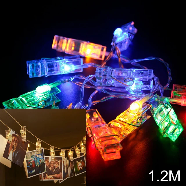 FENGRISE 1.2M 10pcs Led Photo Clip Lights Wedding Decoration Happy Birthday Party Decorations Festive Event Party Decor Supplies