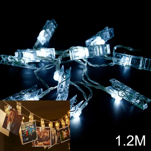 FENGRISE 1.2M 10pcs Led Photo Clip Lights Wedding Decoration Happy Birthday Party Decorations Festive Event Party Decor Supplies