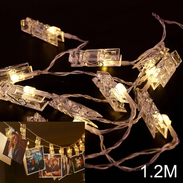 FENGRISE 1.2M 10pcs Led Photo Clip Lights Wedding Decoration Happy Birthday Party Decorations Festive Event Party Decor Supplies