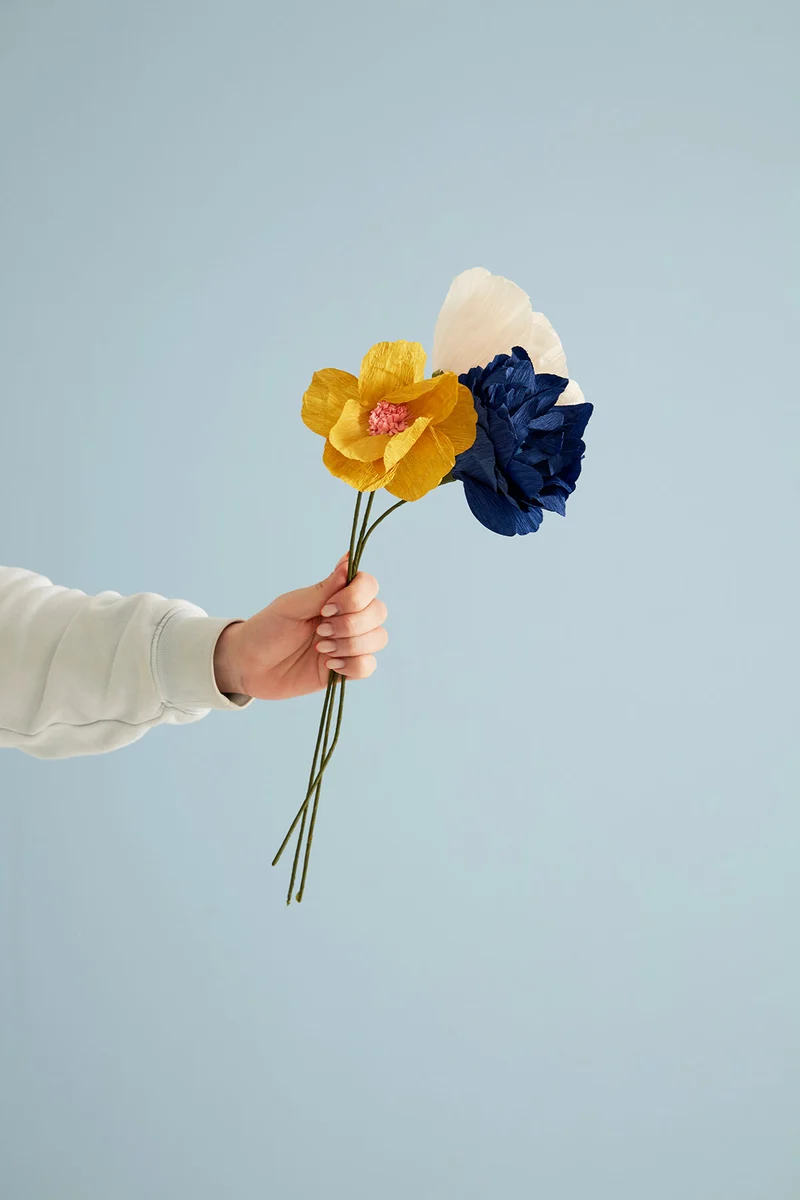 PAPER FLOWER, ORIENTAL POPPY, BLUE