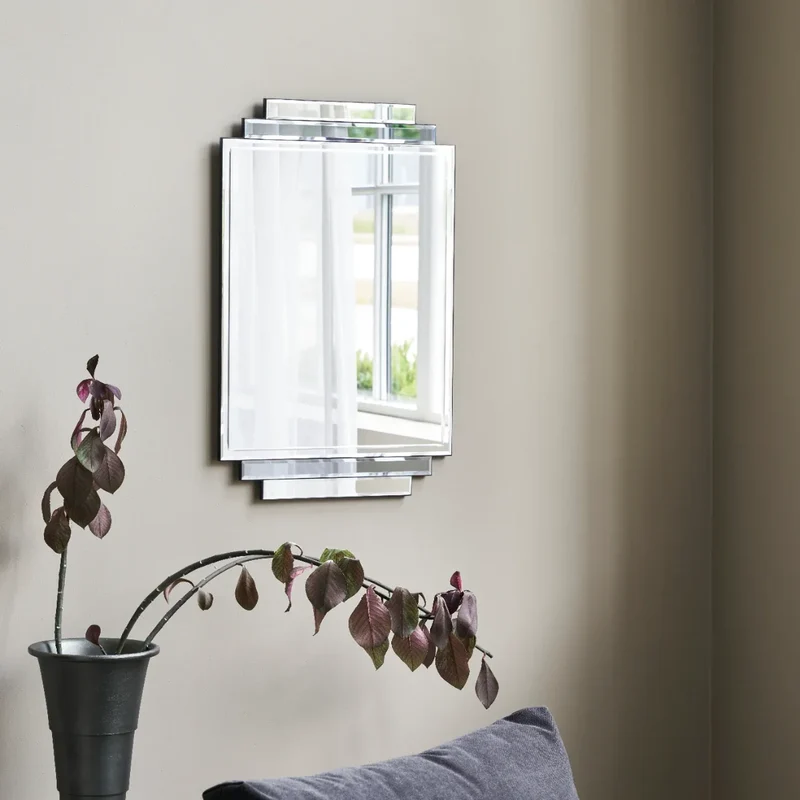 Wandspiegel Deco Art Déco Grau Facettenschliff