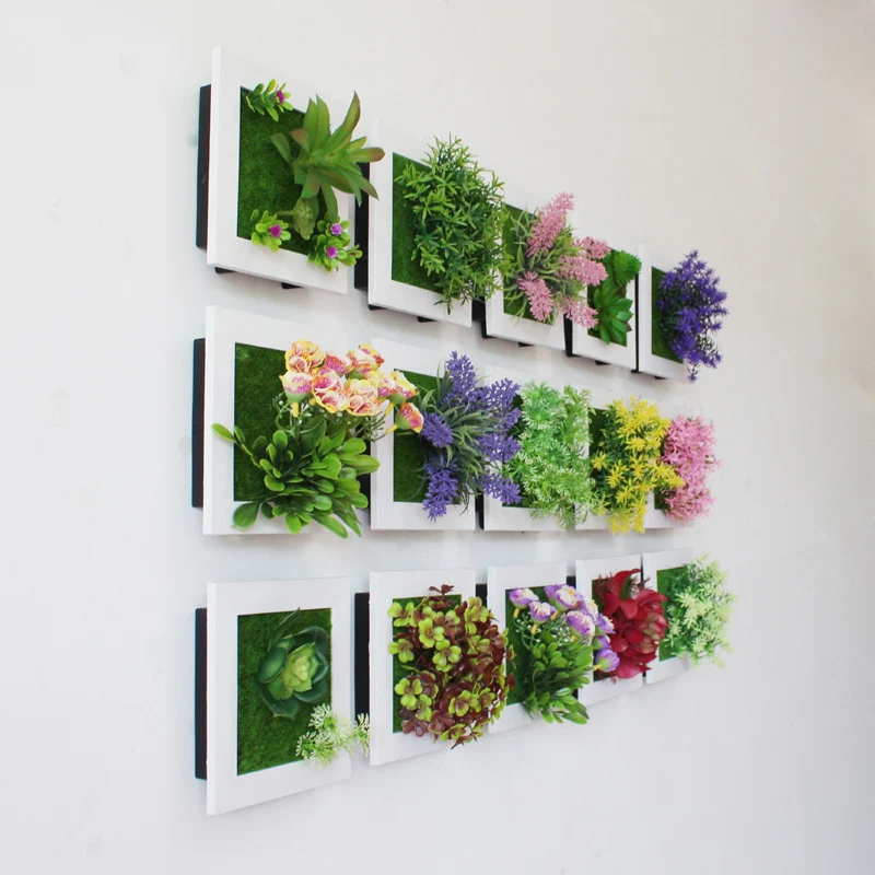 Creative 3D Artificial Plants Home Wall Sticker Decorations Resin Flower Living Room Store Ornament Accessories Free shipping
