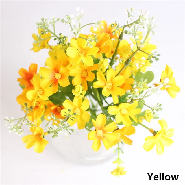 One Bouquet 7 branch 28 heads cute silk daisy artificial decorative flower wedding flower bouquet home room table decoration