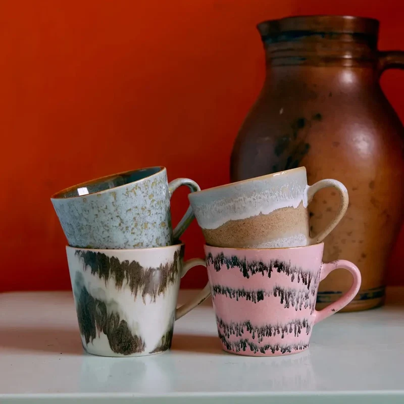 HKliving 70s Ceramics Cappuccino Becher Dada – 4er Set Stoneware