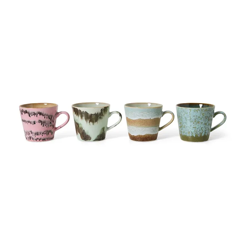 HKliving 70s Ceramics Cappuccino Becher Dada – 4er Set Stoneware