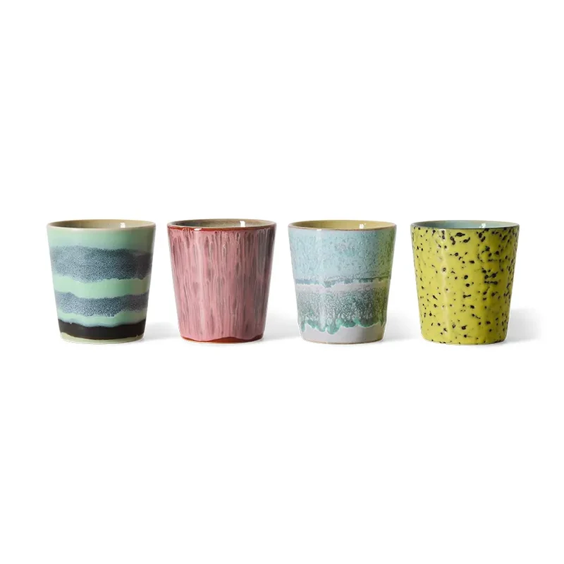 HKliving 70s Ceramics Kaffeebecher Artistic – 4er Set Stoneware