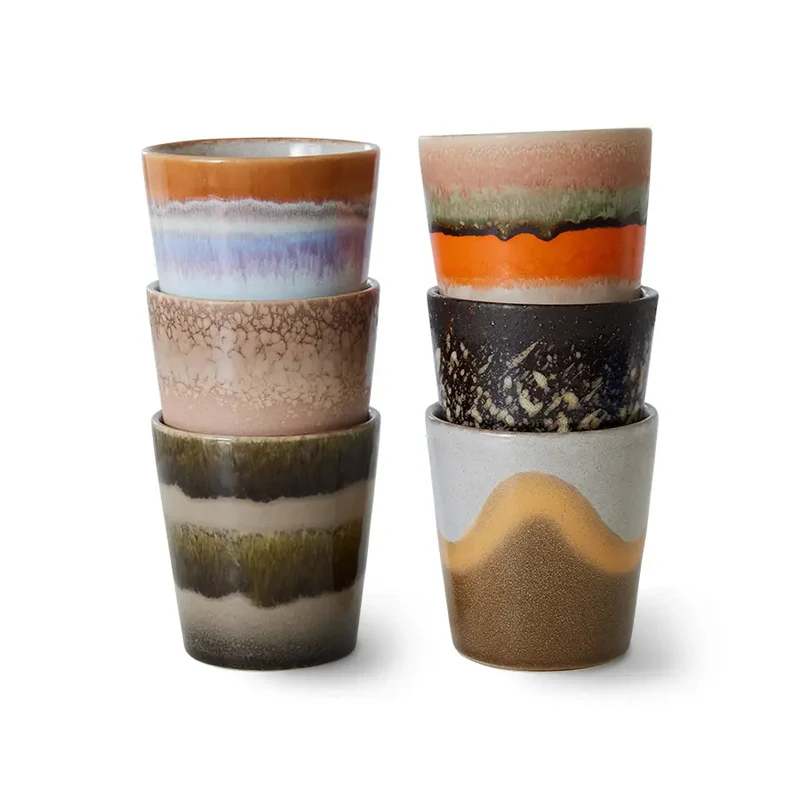 HKliving 70s Ceramics Kaffeebecher Elements – 6er Set Stoneware