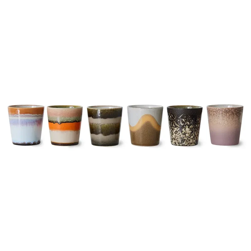 HKliving 70s Ceramics Kaffeebecher Elements – 6er Set Stoneware