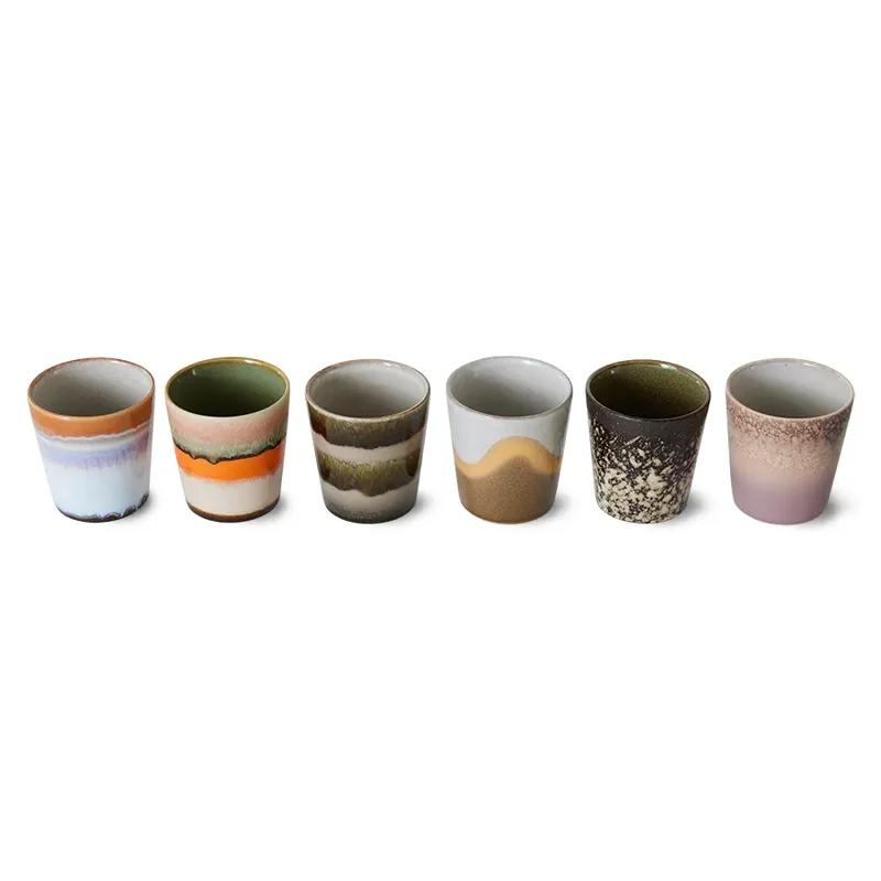 HKliving 70s Ceramics Kaffeebecher Elements – 6er Set Stoneware