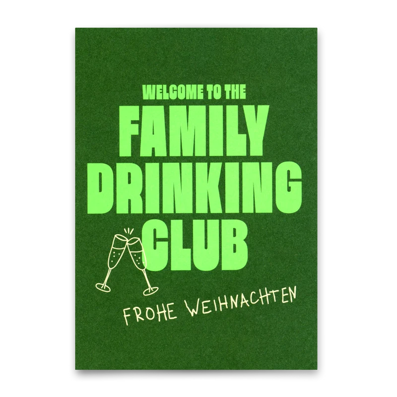 Postkarte "Family Drinking Club" | Lustige Postkarte zu Weihnachten