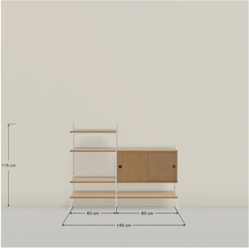 String Regalsystem Wohnzimmer Set 140 × 115 cm – Bodenleiter geschenkt