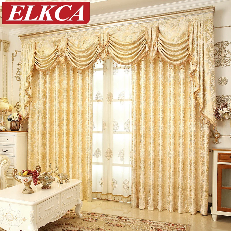 European Golden Royal Luxury Curtains for Bedroom Window Curtains for Living Room Elegant Drapes European Curtains