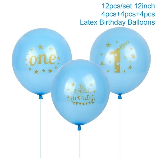 QIFU My First Birthday Blue Party Decoration Foil Balloons Baby Boy I AM ONE 1st Birthday Party Decorations Kids It's a Boy
