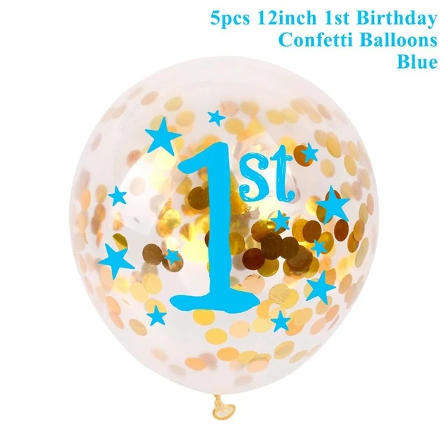 QIFU My First Birthday Blue Party Decoration Foil Balloons Baby Boy I AM ONE 1st Birthday Party Decorations Kids It's a Boy