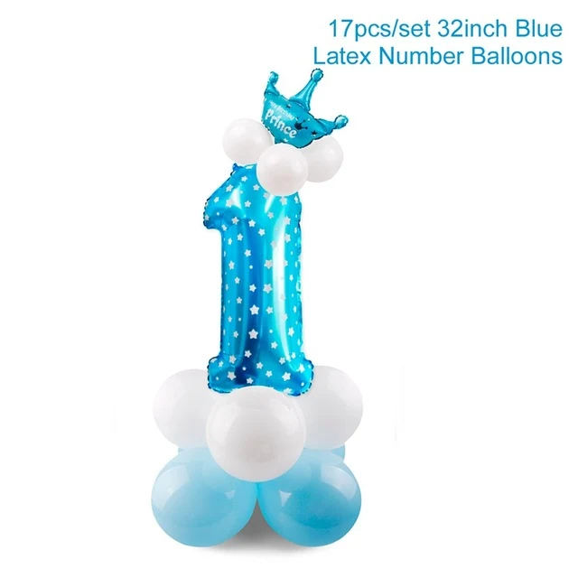 QIFU My First Birthday Blue Party Decoration Foil Balloons Baby Boy I AM ONE 1st Birthday Party Decorations Kids It's a Boy