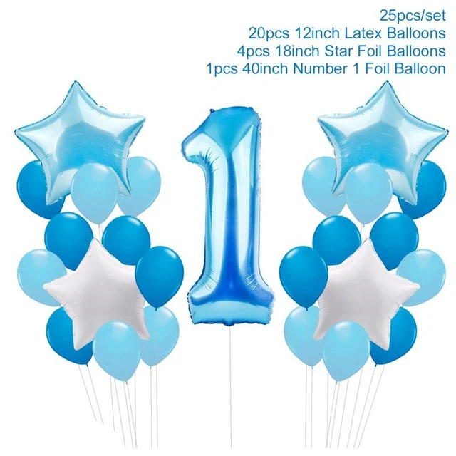 QIFU My First Birthday Blue Party Decoration Foil Balloons Baby Boy I AM ONE 1st Birthday Party Decorations Kids It's a Boy