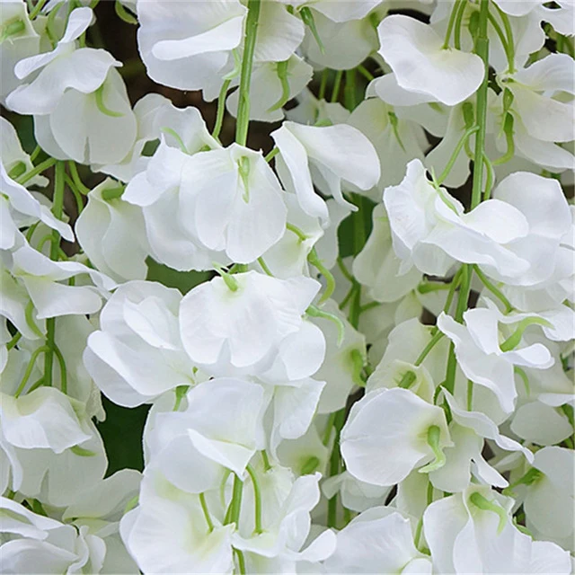 11 PCS Artificial Flower Wisteria Vine 120cm Single Silk 140 Flowers Series DIY Plant Wedding Decoration For Wall background