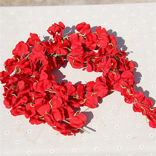 11 PCS Artificial Flower Wisteria Vine 120cm Single Silk 140 Flowers Series DIY Plant Wedding Decoration For Wall background