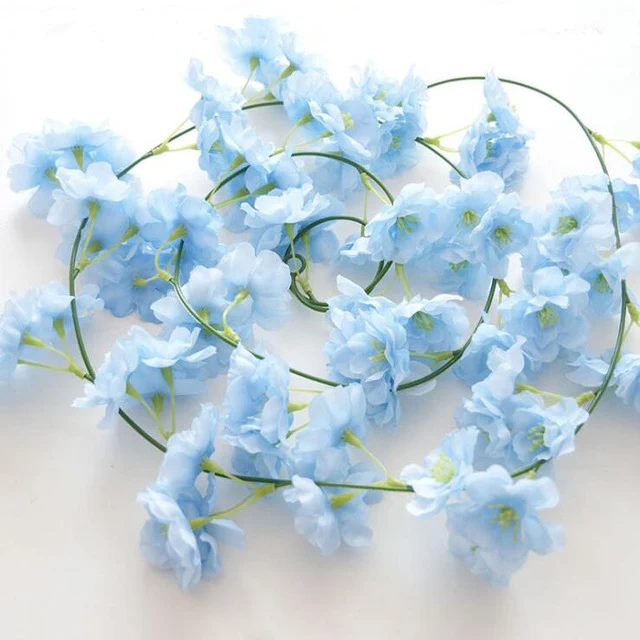 200cm Sakura Cherry Rattan Wedding Arch decoration Vine Artificial flowers Home party decor Silk Ivy wall Hanging Garland Wreath