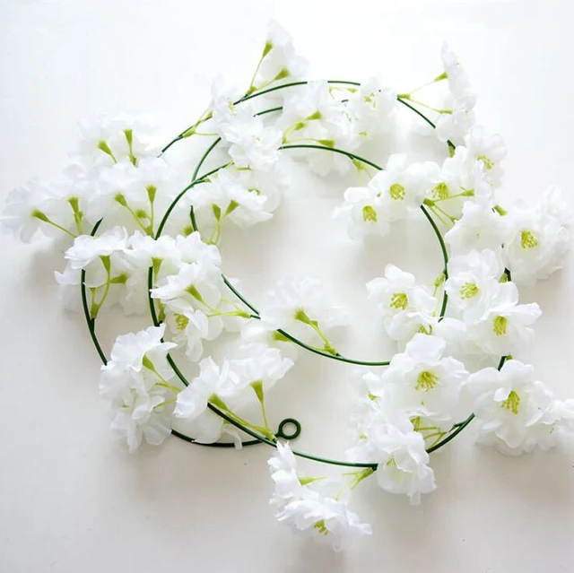 200cm Sakura Cherry Rattan Wedding Arch decoration Vine Artificial flowers Home party decor Silk Ivy wall Hanging Garland Wreath