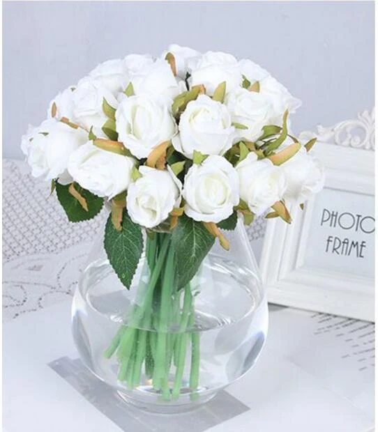 12pcs Artificial Rose Bouquet Decorative Silk Flowers Bride Bouquets for Wedding Home Party Decoration Wedding Supplies
