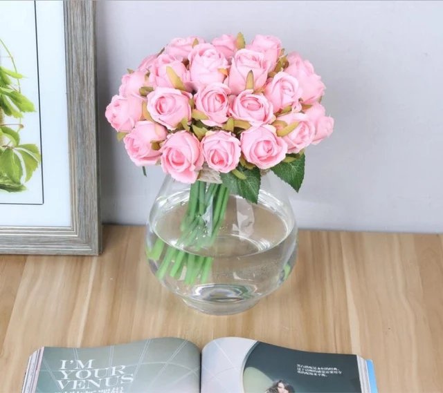 12pcs Artificial Rose Bouquet Decorative Silk Flowers Bride Bouquets for Wedding Home Party Decoration Wedding Supplies