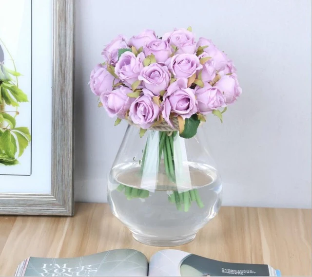 12pcs Artificial Rose Bouquet Decorative Silk Flowers Bride Bouquets for Wedding Home Party Decoration Wedding Supplies