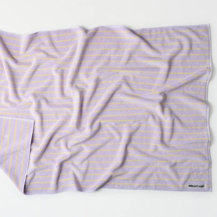Badelaken “Naram Lilac & Neon Yellow” 100x150 cm | BONGUSTA