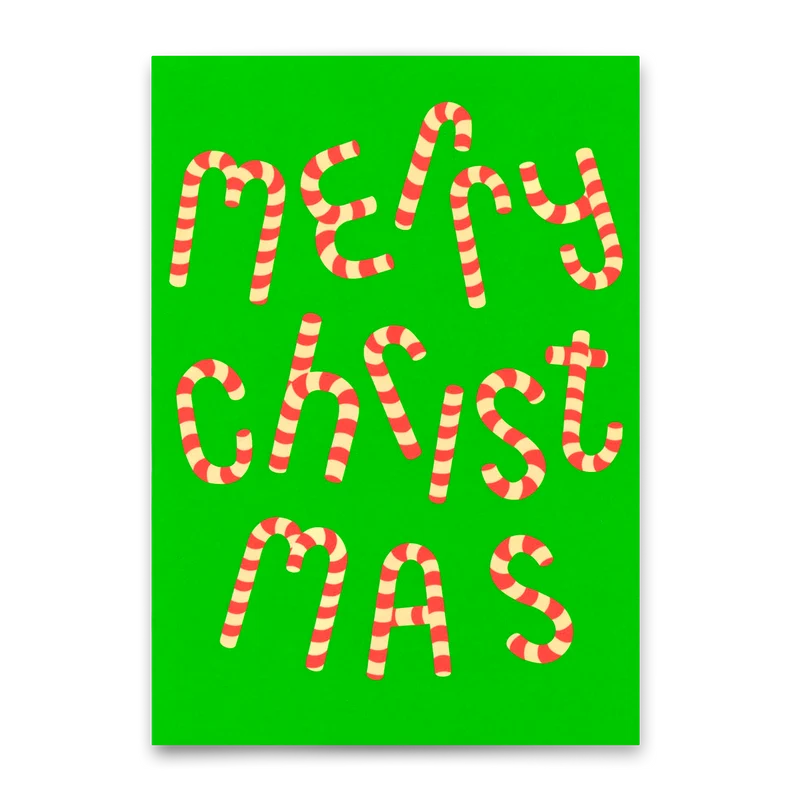 Postkarte "Candy Typo" | Schöne Karte zu Weihnachten