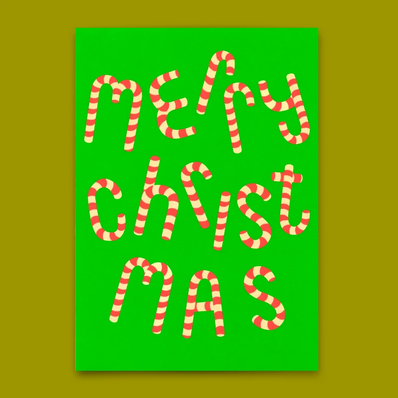 Postkarte "Candy Typo" | Schöne Karte zu Weihnachten