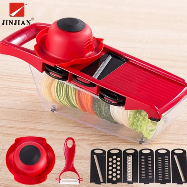 JINJIAN 6 in 1 Mandoline Vegetable Slicer Stainless Steel Cutting Vegetable Grater Creative Kitchen Gadget Carrot Potato cutter