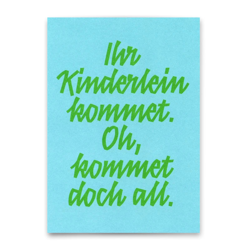 Postkarte "Ihr Kinderlein kommet Typo" | Schöne Postkarte zu Weihnachten