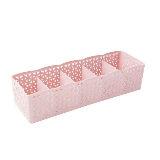5 Cells Plastic Organizer Storage Box Tie Bra Socks Drawer Cosmetic Divider High Quality Housekeeping Container Organizers